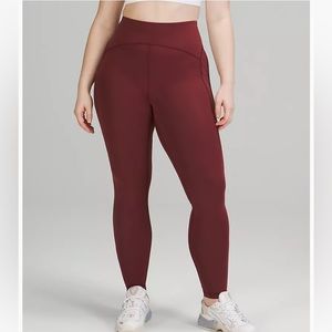 Lulu lemon Power Thru High-Rise tight 28” leggings in maroon.  Size 2.